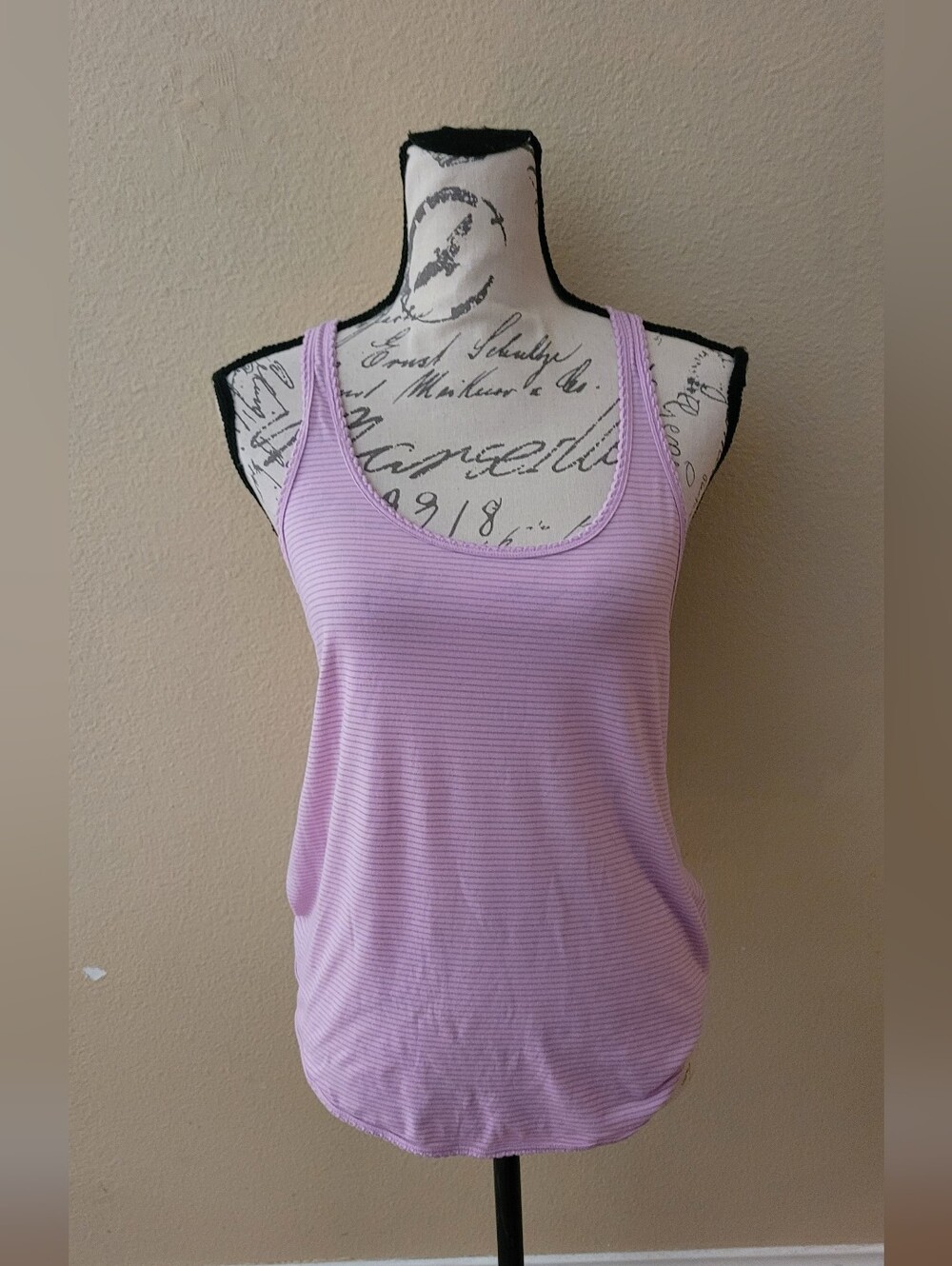 Lululemon Scalloped Pink Striped  Tank Top